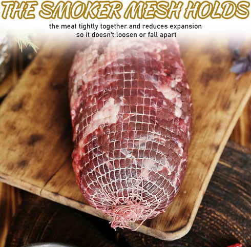 5m Meat Netting Roll, Size 18 Elastic Turkey Ham Ham Press Mold for Deli Meats Cooking Wrapping Mesh Poultry Ham Netting Smoked Meat Butcher Twine...