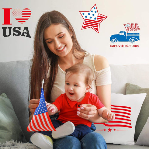 16 Pieces Happy 4th of July Stencil Independence Day Painting Template Reusable Patriotic Drawing Stencils Include American Flag Map Star Patterns...