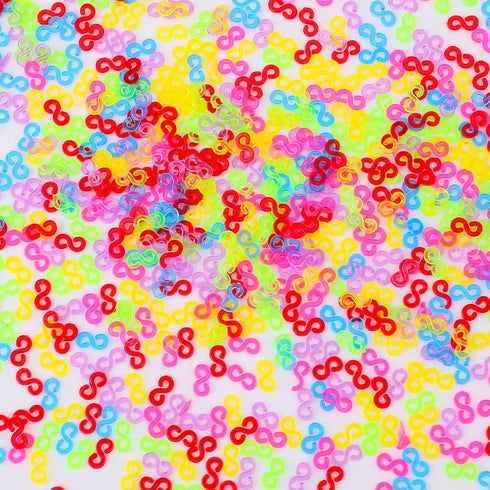 S Clips, 500PCS Clear Loom Rubber Band Clips Colorful Plastic Band Clips Bracelets and DIY Handicrafts Bracelet Making Refill Kit, Connectors Refi...