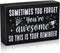Inspirational Wooden Box Sign, Sometimes You Forget You're Awesome Sign, Farmhouse Rustic Black Wood Block Plaque with Positive Sayings, Desk Deco...