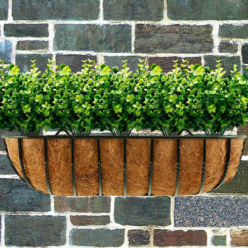 Artificial Plants Flowers Faux Boxwood Shrubs 6 Pack, Lifelike Fake Greenery Foliage with 42 Stems for Garden, Patio Yard, Wedding, Office and Far...