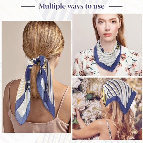 Amabro Mulberry Silk Neck Scarf, 21'' x 21'' Square Hair Head Scarf Head Wrap Hair Band Women Handbag Accessories...