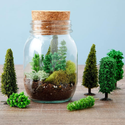 Bright Creations 55-Pieces of Miniature Model Trees for Diorama Supplies, Scenery, Landscape, DIY Projects, Arts and Crafts, Train Village, Railro...