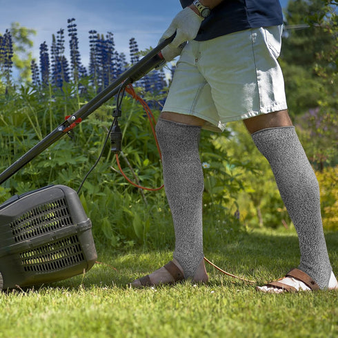 Zhanmai Cut Resistant Leg Sleeves Bite-Proof Protective Leg Sleeves for Welding, Lawn Mowing Guard Safety (Gray, Heel Hole Style)...