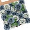 Ling's Moment Artificial Flowers 50Pcs Dusty Blue & Navy Roses Decor w/Stems,3" Real Touch DIY Foam Floral for Wedding Bouquet/Centerpieces, Outdo...