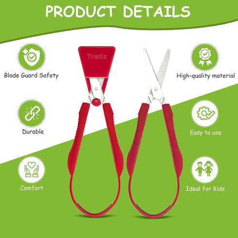 Set of 2 Loop Scissors for Kids Right or Left Handed for Preschools, Schools, Classrooms, Adaptive and Special Needs Children...