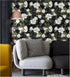 HAOKHOME 93169-1 Peel and Stick Gardenia Floral Wallpaper Removable Black/White/Green Vinyl Self Adhesive Mural 17.7in x 9.8ft...