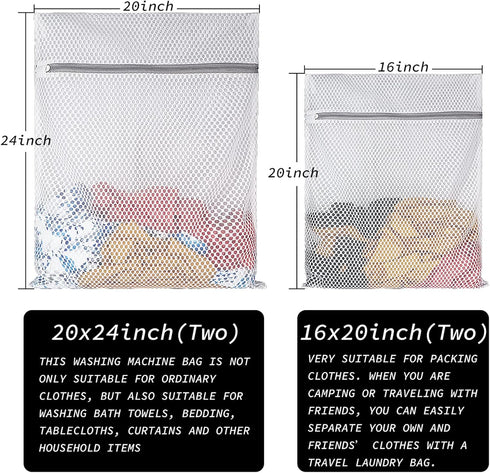 Extra Large Honeycomb Mesh Laundry Bag125gsm Net Fabric Durable and Reusable Delicate Wash Bag,Travel Organization Bag for Lingerie,Clothes,Jeans,...