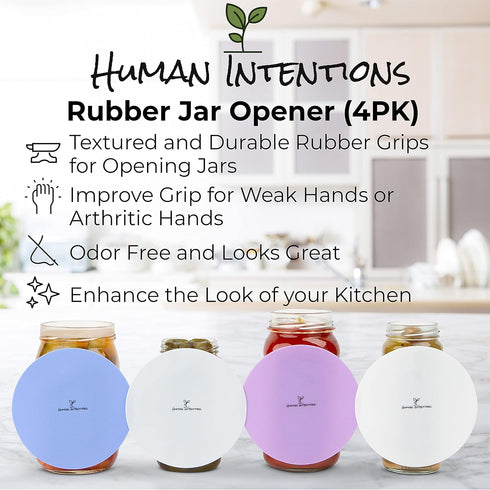 Jar Opener (4PK) - Rubber Jar Gripper for Weak Hands - Bottle Opener for Arthritic Hands - Jar/Lid Opener Gripper Pad - Non Tear - Coaster - Trive...