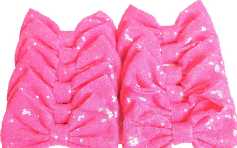 CLGIFT Set of 12 Sequin Bows 5 Inches Large Glitter Bows Wholesale Bows, DIY Fabric Hair Bows - No Clips (Neon Pink)...