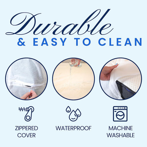 BRODER MFG. INC. - Full Size Mattress Protector, Soft and Smooth Mattress Cover, Waterprood White Fabric Bed Cover with Zipper, Machine-Washable M...