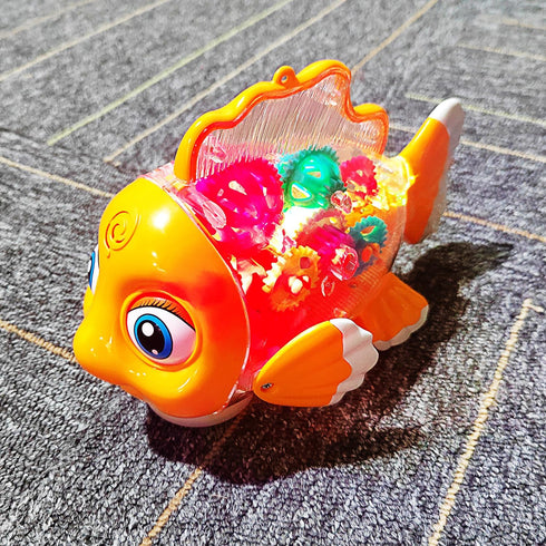 Tipmant Cute Electric Fish Toy Electronic Goldfish Animal Vehicle Car Auto Driving, Transparent Gears, Music, Flash Led Lights, Baby Toddler Kids ...
