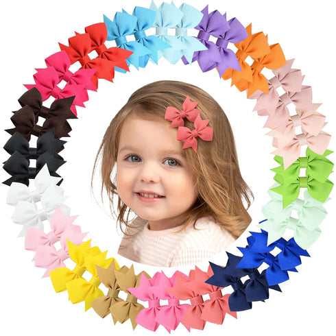 40PCS 2 Inch Baby Hair Bows Clips for Girls Grosgrain Ribbon Fully Lined Infant Hair Clips Accessories for Baby Girls Newborns Toddler in Pairs...