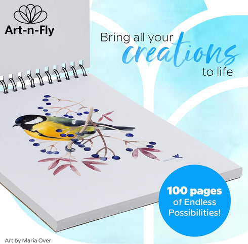Artists Sketchbook for Drawing 9x12" with Spiral Bound - Smooth Sketch Book for Drawing & Sketching 100 Sheets 70lb - Sketch Pad for Pencil, Pen, ...