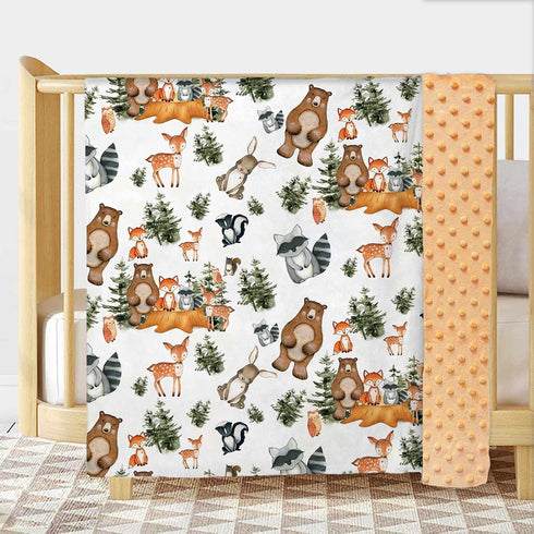 Woodland Baby Blankets for Unisex Boys Girls, Soft Nursery Minky Blankets with Double Layer Dotted Backing, Toddler Baby Crib Stroller Swaddle Sho...