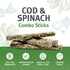 Icelandic+ Combo Sticks: Cod & Spinach - 2oz - Dog Treats, Crunchy 2 Ingredient Pet Snacks, Preservative Free, Wild Caught Fish, Slow Baked, Natur...