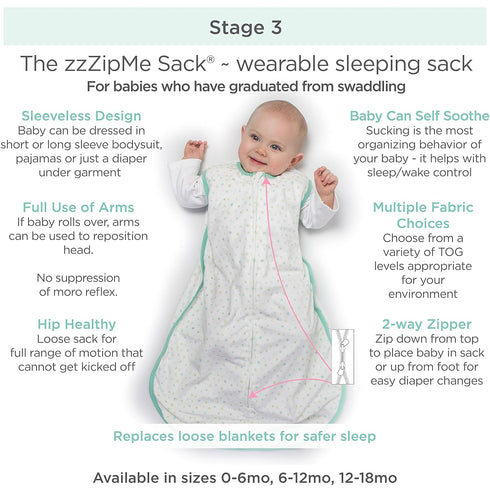 Amazing Baby Microfleece Sleeping Sack, Wearable Blanket with 2-Way Zipper, Use After Swaddle Transition, Playful Dots, Sterling, Large 12-18 Mont...