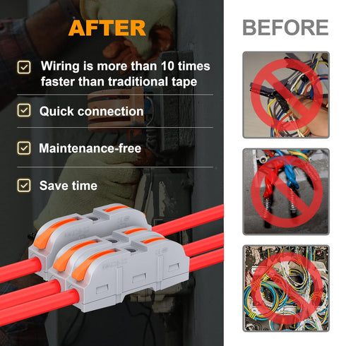 60pcs Lever Wire Connectors Push-in, 1 to 1 Inline Electrical Wire Connector, Lever Nuts Wire Connectors Quick Connect Splice Wire Connectors...