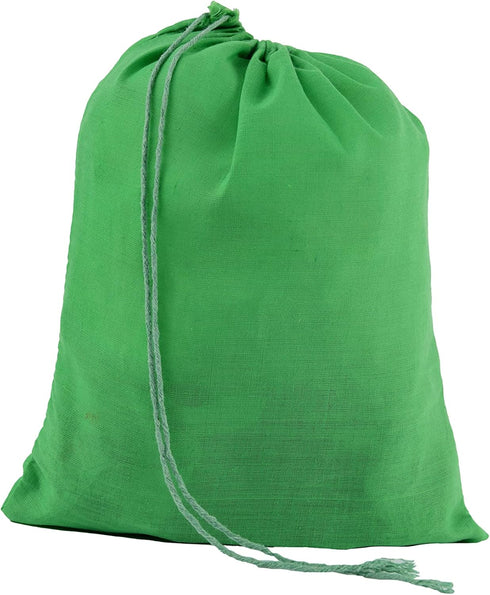 Green Cotton Christmas Drawstring Bags 145 GSM, (6x8 in 25 pcs) Kitchen & Grocery and herb Storage, Eco-Friendly, green gift bags Small Christmas ...