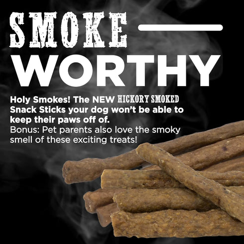 Premium Hickory Smoked Real Beef Dog Treats - Bully Snap Stick, 12 pack - Reward, Puppy & Dog Training Treats - USA Smoked & Packed - No Additives...