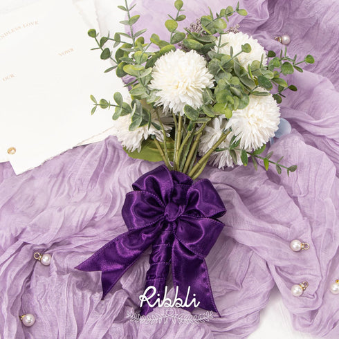 Ribbli Purple Satin Wired Ribbon 1.5 Inch Purple Christmas Ribbon for Gift Wrapping Wreaths Garland Tree Decoration Crafts Home Decor-Continous 20...