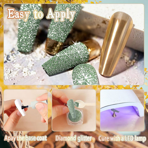 Allstarry Diamond Nail Glitter 4 Colors Sparkling Korea Reflective Glitter Diamond Dust Shiny Powder Pigment Craft Sequins Nail Supplies for Nail ...
