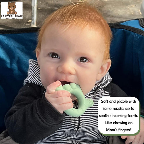 I Love You Silicone Hand Teether by Sawyer Bear Baby Gear, Teethers for Babies 3-6 Months, Soft Teething Toys 6-12 Months bpa Free, Massaging Teet...