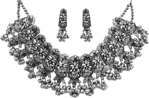 Ethnic Afghani Handmade Boho Fashion Oxidized Silver Indian Trendy Statement Gypsy Choker Necklace Jewelry...