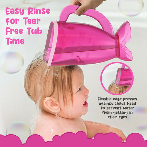 Pink Baby Rinser Cup and Bath Pail - Tear-Free, Non-Toxic, BPA-Free Accessory for Kids of All Ages - Provides Gentle, Safe, Enjoyable Bathing...