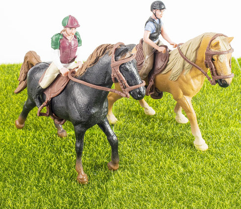 People Horse Riding Figurine Realistic Riding People Action Figure Plastic Horse Rider Model for Farm Animal, Set of 2...