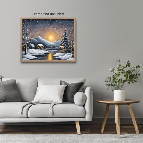 Posterizer 1 pcs- quaint old village-building in nature-night sky 13-Landscape & Nature Art-Floral Botanical Art- Decor for Home & Office- unframe...