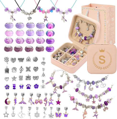 HAPTIME Charm Bracelet Making Kit, Jewelry Making Kit for Girls, DIY Necklace Kit with Initial Jewelry Box, Unicorns Crafts Arts Girls Toys Age 6-...