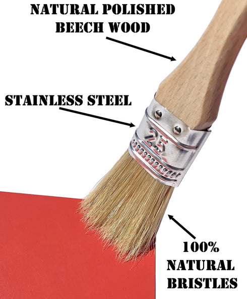 1 inch European Professional Flat Paint Brush - Natural Bristle Wooden Handle - for Acrylic, Chalk, Oil, Watercolor, Gouache, Stain, Varnish, Wax ...