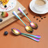 Rainbow Teaspoons 6.5" Set of 4, Berglander Stainless Steel Titanium Plating Shiny Mutil-Color Tea Spoons Silverware, Colorful Tea Spoon Small Des...