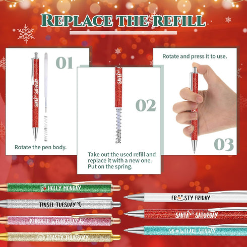 Sherr 7 Pcs Fancy Pens for Women Cute Pens Sparkly Glitter Pens with 10 Pcs Black Ink Refills Pretty Pen Gifts Journaling Pens for Girls Office Sc...