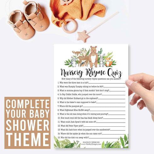 Hadley Designs Hilarious Baby Shower Games Set – 25 Double-Sided Cards for 25 Guests, 2 Games, Baby Animal Matching, Nursery Rhyme, Gender Neutral...