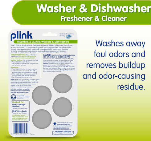 Plink Washer and Dishwasher Freshener and Cleaner, Prevents Residue, Removes Odors in Kitchen and Laundry Room Appliances, Septic-Friendly, Fresh ...