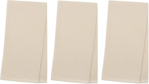 Mia's Dream Soft Absorbent Cotton Waffle Weave Kitchen Dish Cloth Washcloth, 13x28 inch 3 Pack (Beige)...