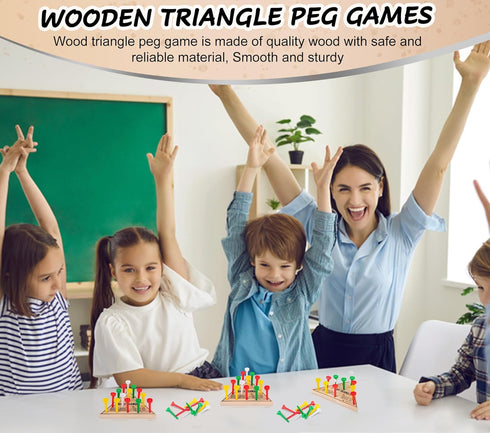 3 Pack - Wooden Triangle Peg Board Game - Retro Mini Travel Game...