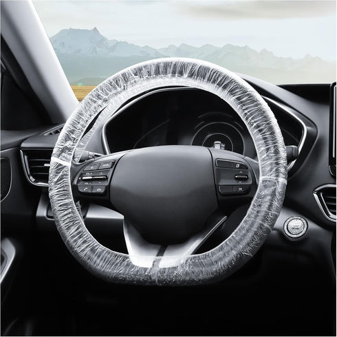 100PCS Disposable Steering Wheel Covers,Disposable Steering Wheel Protector with Elastic for Avoiding Scuffs & Scratches,Universal Car Steering Wh...