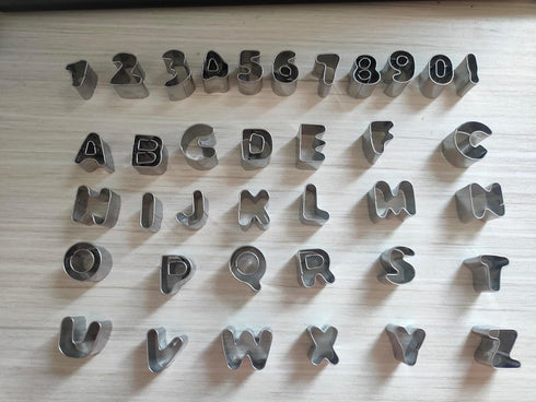 Mini Alphabet Number Cookie Cutters Sets of 37 Pieces Letter Mold Tools for Fondant Biscuit,Cake,Fruit,Vegetables,or Dough Stainless Steel...