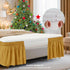 Biscaynebay Wrap Around Bed Skirts for Queen Beds with Short Drop of 12", Gold Adjustable Elastic Dust Ruffles Easy Fit Wrinkle Resistant Silky Lu...