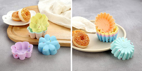 40PCS Silicone Cupcake Baking Cups Set Silicone Baking Cups For Baking, Including 8 Shapes Silicone Muffin Cups Cupcake Molds (Round, Square, Star...