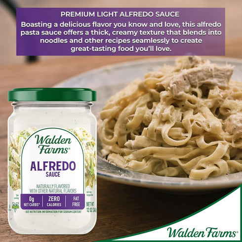 Walden Farms Light Alfredo Sauce, 12 oz. Jar - Thick & Creamy, Fresh and Flavorful, Vegan, Paleo & Keto Friendly, Non-Dairy Milk Substitute, 0g Ne...