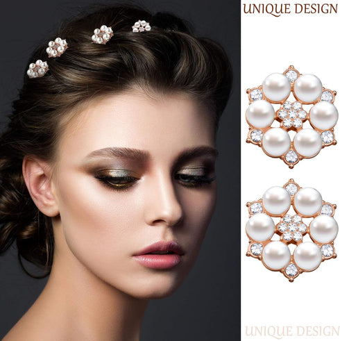 Hicarer 44 Pieces Pearl Rhinestone Buttons Rhinestone Faux Pearl Embellishments Brooch Alloy Floral Pendants for Jewelry Making Party Wedding Brid...