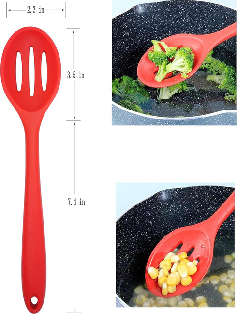 Silicone Kitchen Cooking Utensil Sets Nonstick Cooking Tools Heat Resistant Cookware Red...
