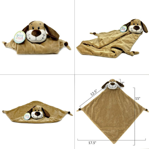 Baby Security Blanket - 18" Tall Soft Fleece Baby Blanky for Boys & Girls – Baby Soothing Blanket with Plush Stuffed Animal - Puppy Dog...