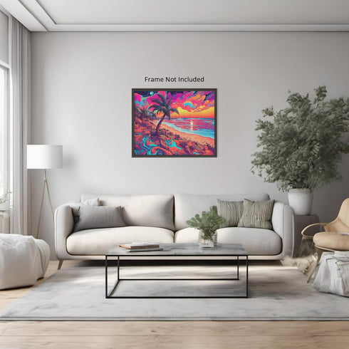Posterizer 1 pcs- psychedelic funky hippie colorful landscap 9-Abstract & Modern Art-Fantasy & Fiction Art- Living Room Bedroom Decor- unframed wa...