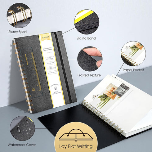 Yoment Spiral Notebook College Ruled A5 Spiral Bound Journal 160 Pages Thick Paper Plastic Hardcover Spiral Notebook 5x7 Wire Bound Notebooks for ...