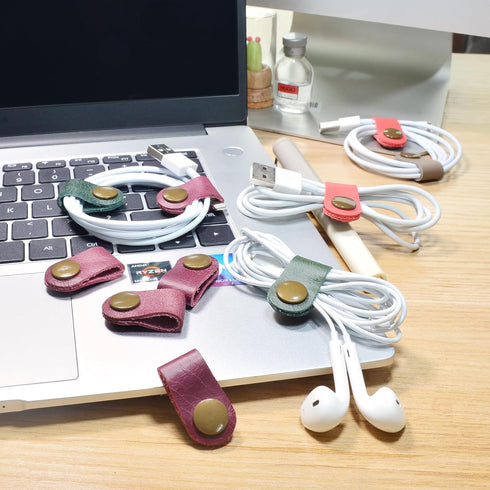 Cord Organizer,Cord Keeper,Cable Organizer USB Holder,Cable Management,Cable Straps,Earbud case,wrap Headset Winder,Phone Earphone Clips Ties (Ros...
